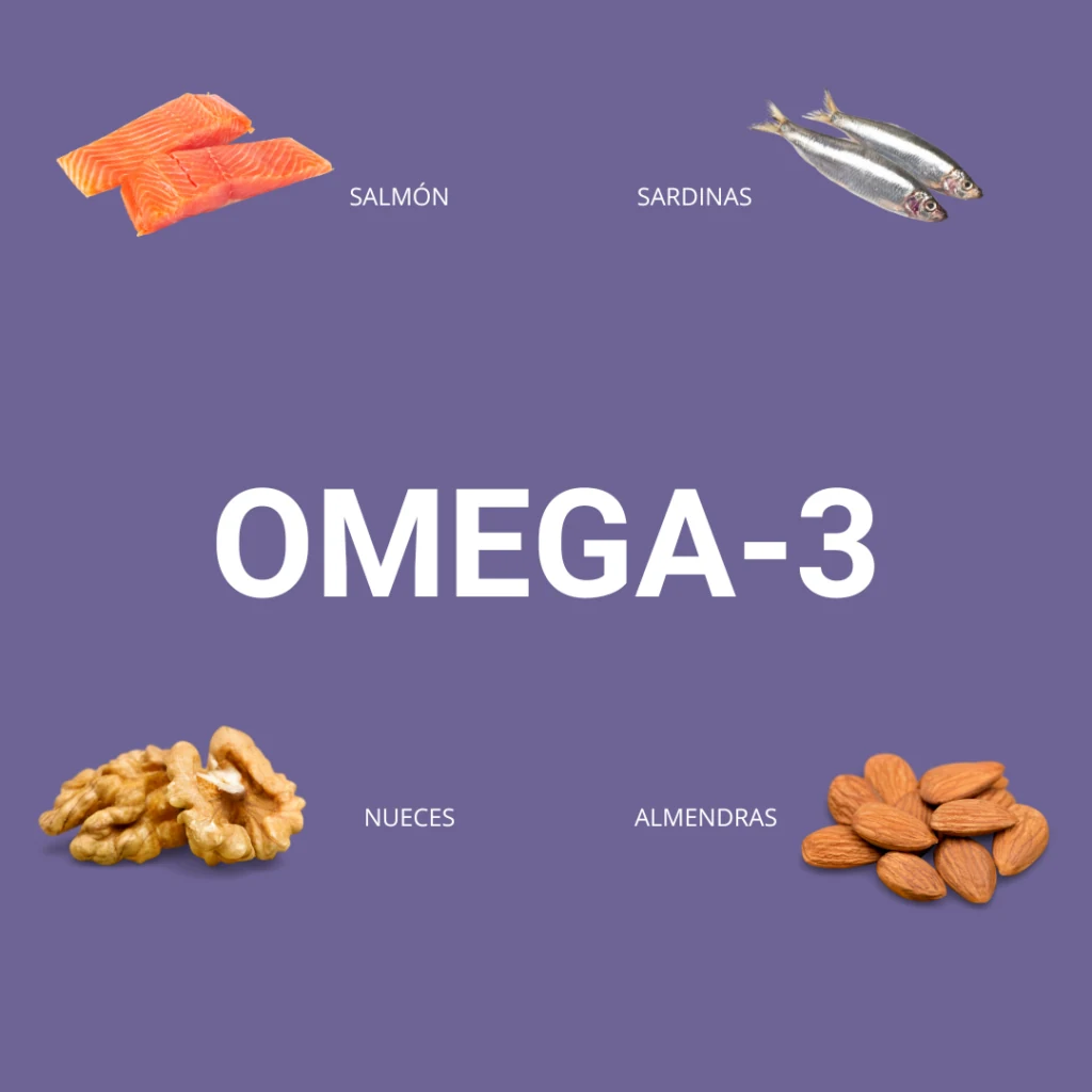 Omega-3: salmón, sardinas, nueces y almendras
