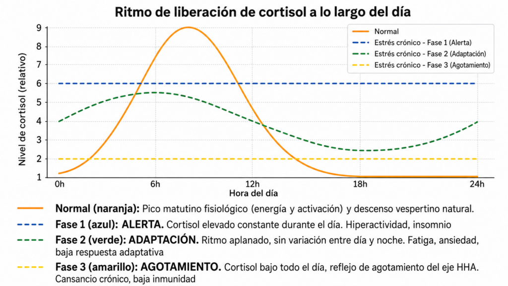 liberación del estrés crónico a lo largo del día